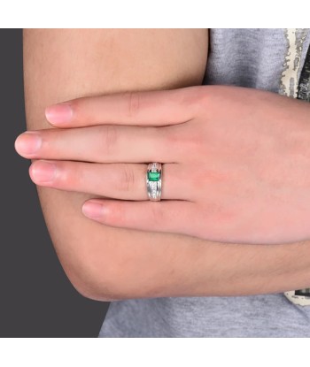 14K White Gold Emerald Diamond Engagement Ring for Men Comment ça marche