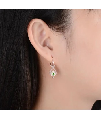 18K Rose Gold Tsavorite Gemstone Pear Earrings for Women acheter