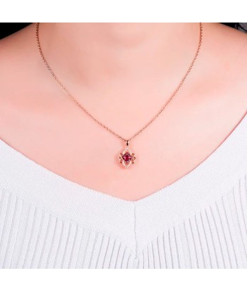 14K Rose Gold Pink Tourmaline Diamond Pendant Necklace for Women en ligne des produits 