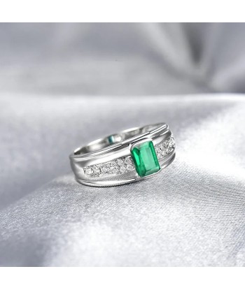 14K White Gold Emerald Diamond Engagement Ring for Men Comment ça marche