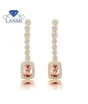 18K Yellow Gold Natural Pink Tourmaline Cushion Cut Earrings for Women JUSQU'A -70%! 