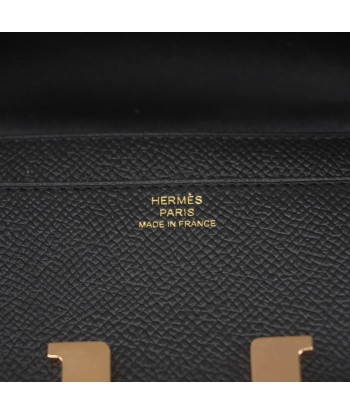 Auth Hermes Shoulder Wallet Constance Long To Go Z Engraved Epson Black Rose Gold Metal paiement sécurisé