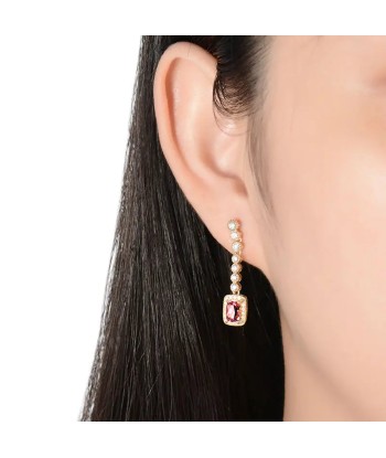 18K Yellow Gold Natural Pink Tourmaline Cushion Cut Earrings for Women JUSQU'A -70%! 