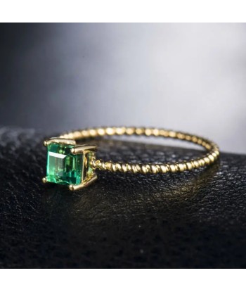 18K Yellow Gold Solid Columbian Emerald Ring for Women Livraison rapide