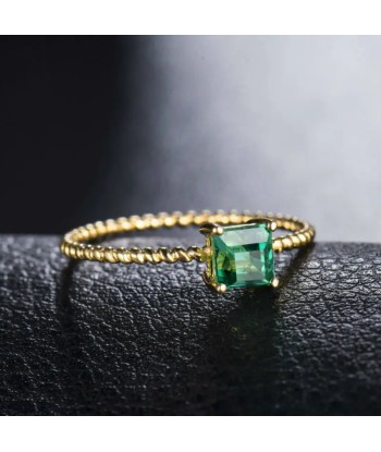 18K Yellow Gold Solid Columbian Emerald Ring for Women Livraison rapide