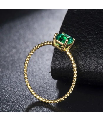 18K Yellow Gold Solid Columbian Emerald Ring for Women Livraison rapide