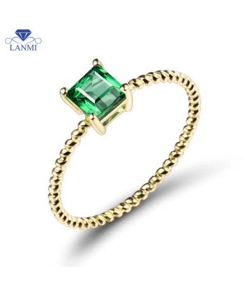 18K Yellow Gold Solid Columbian Emerald Ring for Women Livraison rapide