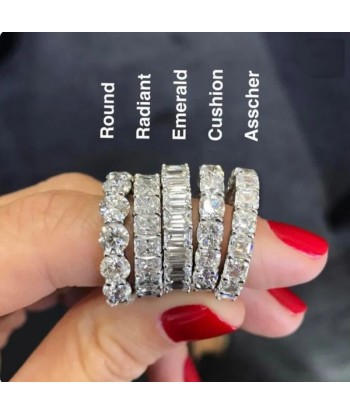 Sterling Silver Full Square Simulated Diamond CZ Eternity Band for Women paiement sécurisé