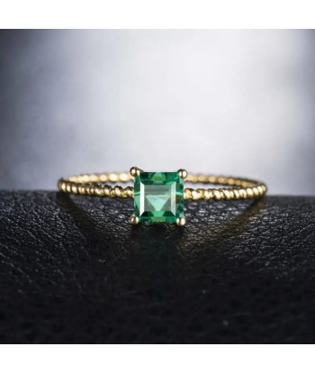 18K Yellow Gold Solid Columbian Emerald Ring for Women Livraison rapide