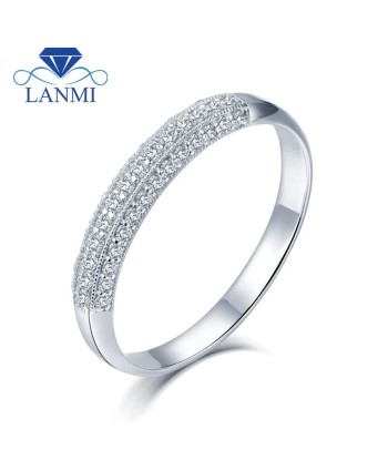 9K White Gold Real Diamond Wedding Ring for Women prix pour 