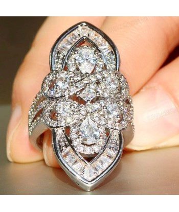 925 Sterling Silver  Simulated Diamond Sparkling Cocktail Ring for Women vous aussi creer 