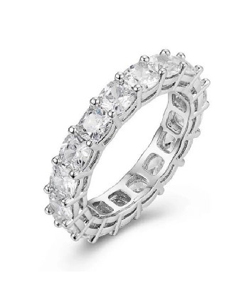 Sterling Silver Full Square Simulated Diamond CZ Eternity Band for Women paiement sécurisé