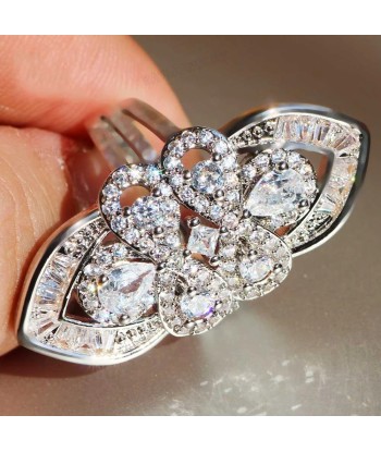 925 Sterling Silver  Simulated Diamond Sparkling Cocktail Ring for Women vous aussi creer 