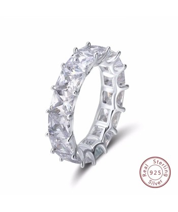 Sterling Silver Full Square Simulated Diamond CZ Eternity Band for Women paiement sécurisé