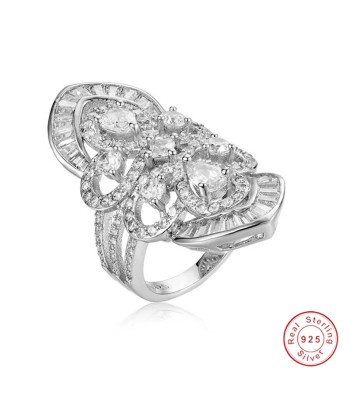 925 Sterling Silver  Simulated Diamond Sparkling Cocktail Ring for Women vous aussi creer 