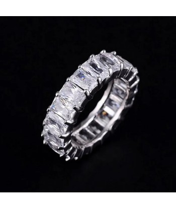 Sterling Silver Full Square Simulated Diamond CZ Eternity Band for Women paiement sécurisé