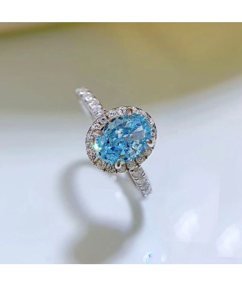 925 Sterling Silver Lab Sapphire & Diamond Gemstone Ring for Women Amélioration de cerveau avec