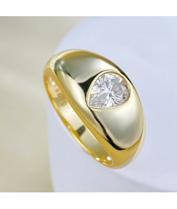 18K Gold Plated Sterling Silver Pear Cut Lab Sapphire Ring For Women pas cher