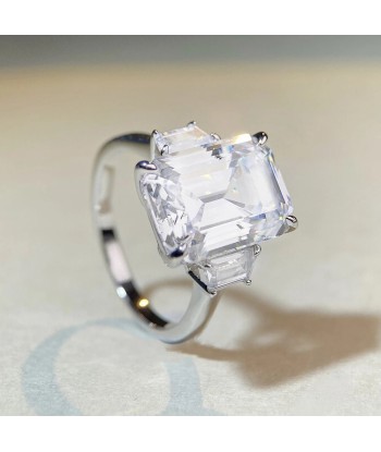 925 Sterling Silver Aquamarine Emerald Cut Ring for Women de l' environnement