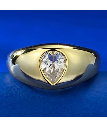 18K Gold Plated Sterling Silver Pear Cut Lab Sapphire Ring For Women pas cher