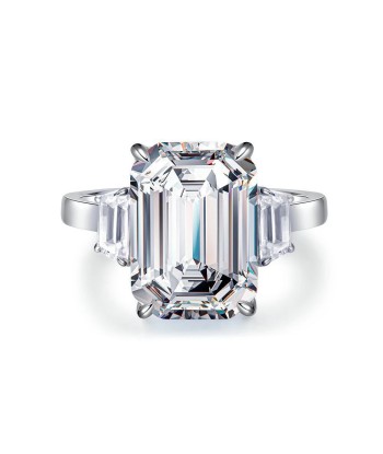 925 Sterling Silver Aquamarine Emerald Cut Ring for Women de l' environnement