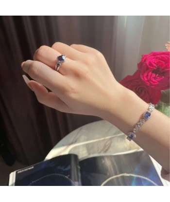 Sterling Silver Sapphire Diamond Ring for Women 2 - 3 jours ouvrés.