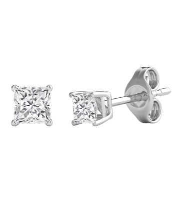 V3 Jewelry 2.75CT Natural White Topaz Sterling Silver Women's Square Stud Earrings brillant des détails fins