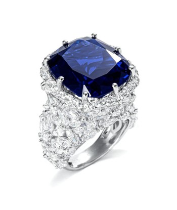 Sterling Silver Sapphire Diamond Cocktail Ring for Women Pour