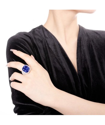 Sterling Silver Sapphire Diamond Cocktail Ring for Women Pour