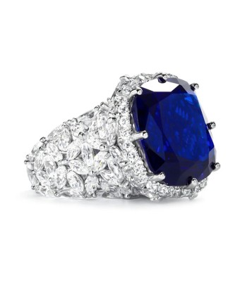 Sterling Silver Sapphire Diamond Cocktail Ring for Women Pour