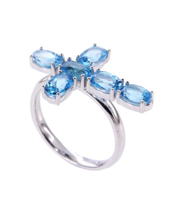 V3 Jewelry Sterling Silver with Blue Topaz Cross Ring 2 - 3 jours ouvrés.