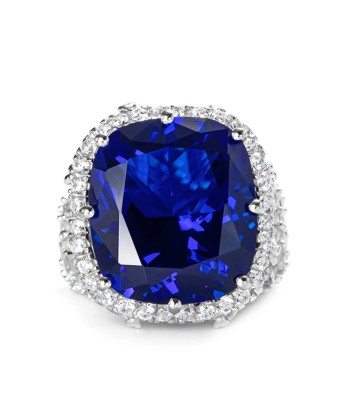 Sterling Silver Sapphire Diamond Cocktail Ring for Women Pour