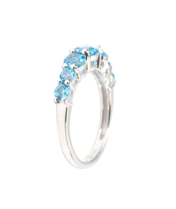 Sterling Silver with Natural Swiss Blue Topaz Seven Stone Band Ring pas cher chine