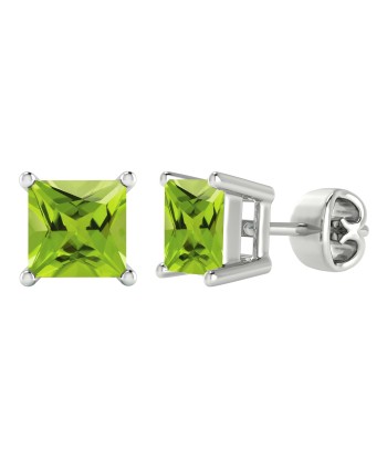 V3 Jewelry 2.20CT Natural Peridot Sterling Silver Women's Square Stud Earrings de la marque