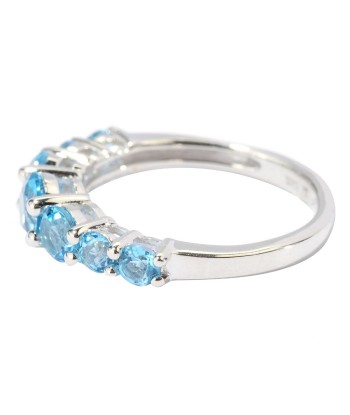 Sterling Silver with Natural Swiss Blue Topaz Seven Stone Band Ring pas cher chine