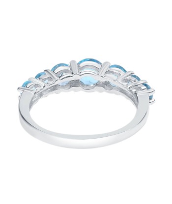 Sterling Silver with Natural Swiss Blue Topaz Seven Stone Band Ring pas cher chine