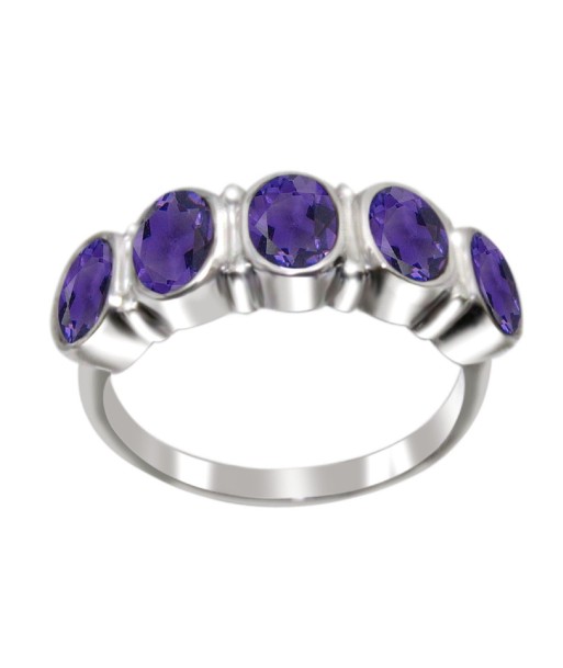 Sterling Silver with Natural Amethyst Five Stone Ring ou a consommer sur place