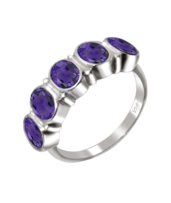 Sterling Silver with Natural Amethyst Five Stone Ring ou a consommer sur place