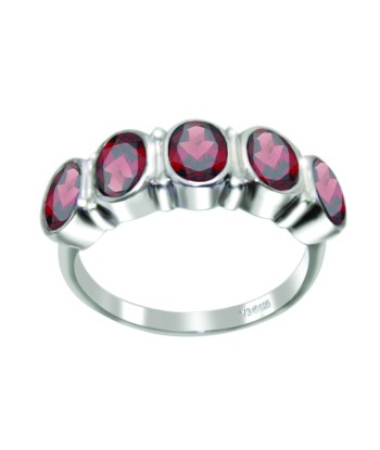 Sterling Silver with Natural Garnet Five Stone Ring les ligaments