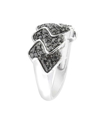 Sterling Silver with Genuine Black Diamond ZigZag Ring Fin de série