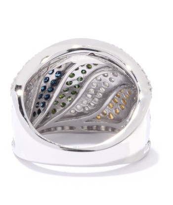 Sterling Silver with 1.70ct Multi Color Diamond Wave Band Ring l'évolution des habitudes 