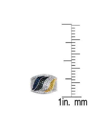 Sterling Silver with 1.70ct Multi Color Diamond Wave Band Ring l'évolution des habitudes 