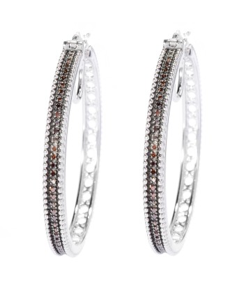 Sterling Silver with 0.50 CTTW Genuine Red Diamond Hoop Earring pas cheres