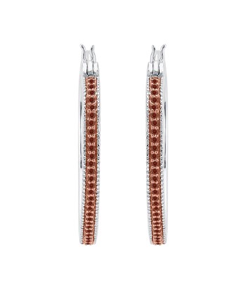 Sterling Silver with Natural Red Diamond Hoop Earring 2023