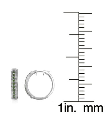 Sterling Silver with 1.00 CTTW Genuine Green Diamond Hoop Earring Venez acheter