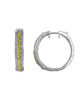 Sterling Silver with 1.00 CTTW Genuine Yellow Diamond Hoop Earring Le MVP de beaucoup