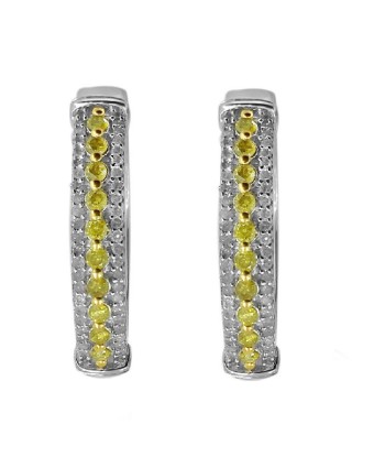 Sterling Silver with 1.00 CTTW Genuine Yellow Diamond Hoop Earring Le MVP de beaucoup