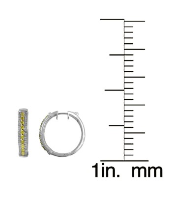 Sterling Silver with 1.00 CTTW Genuine Yellow Diamond Hoop Earring Le MVP de beaucoup