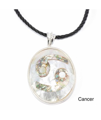 Cancer Zodiac Pendant Necklace with River Shell, Abalone, and Sterling Silver acheter