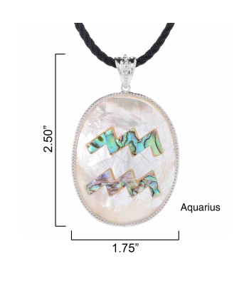 Aquarius Zodiac Pendant Necklace with River Shell, Abalone, and Sterling Silver à prix réduit toute l'année